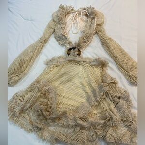 12th Tribe Beige Mesh Dress